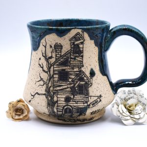 Blue Haunted house mug