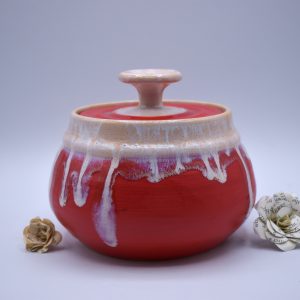 Red and white jar 4 cups