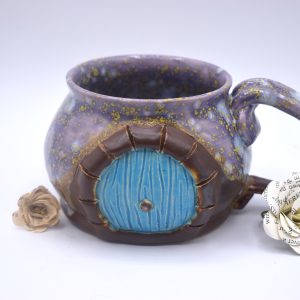 Hyacinth with blue hobbit door mug 14 oz