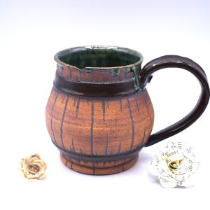 Chipped green Barrel mug 16 oz
