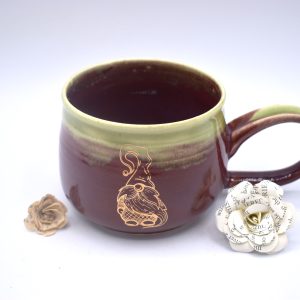 Red and gold gnome mug 15 oz