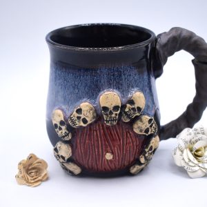 DISCOUNTED Purple Haunted skull door mug 14 oz