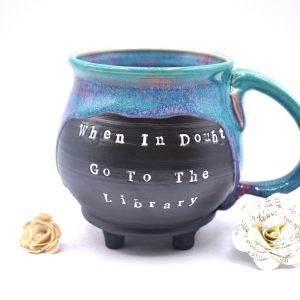 When in doubt, go to the library cauldron mug 16 oz
