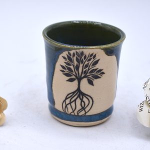 Blue-green tree of life shot glass 2 oz